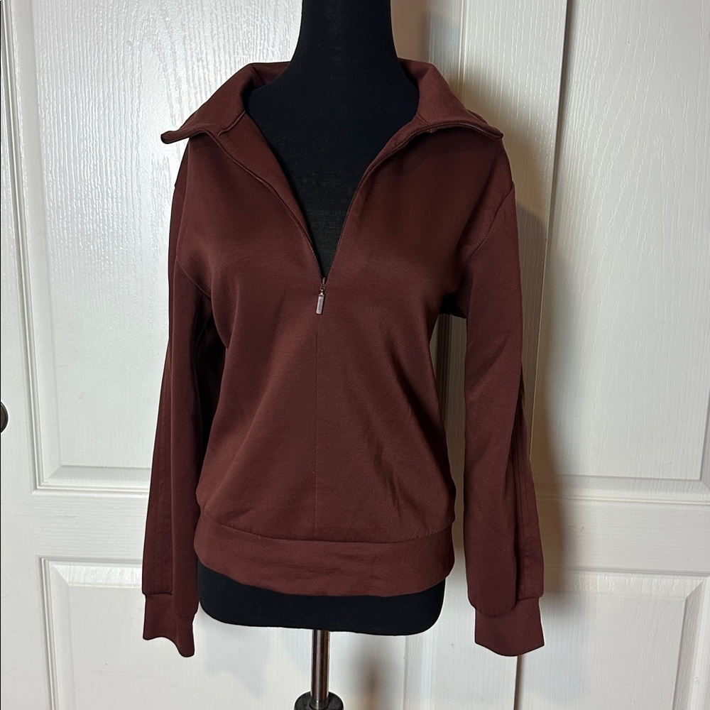 NWOT ATHLETA BROWN HALF ZIP POLO PULLOVER